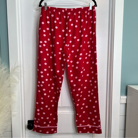 Kate Spade 3 Piece Flannel Red & Pink Polka Dot Pajama Set. Size Large. NWT. - Picture 6 of 14